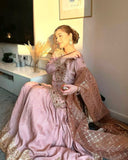 Ready To Wear Peach Chinon Silk Embroidery Work Gharara Suit With Dupatta