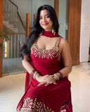 Exclusive Red Soft Georgette Sequence Work Gharara Suit With Dupatta