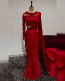 Ready To Wear Black & Red Satin Silk Embroidery Work Saree With Blouse