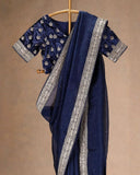 Exclusive Neavy Blue Organza Silk Sequence Work Saree With Blouse