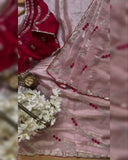 Ready To Wear Pink & Red Silk Saree With Blouse