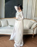 Ready To Wear White Crep Silk Embroidery Work Farshi Suit With Dupatta