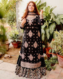 Ready To Wear Black Pure Georgette Embroidery Work Farsi Sharara Suit With Dupatta