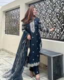 Ready To Wear Morpinch Crep Silk Embroidery Work Pant Suit With Dupatta