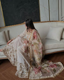 Ready To Wear Cream Chinon Silk Embroidery Work Sharara Suit With Dupatta