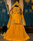 Ready To Wear Yellow & Green Silk Embroidery Work Sharara Suit With Dupatta