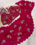 Exclusive Multi Satin Silk Embroidery Work Saree With Blouse