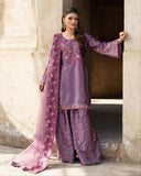 Ready To Wear Purple Chinon Silk Embroidery Work Farshi Suit With Dupatta