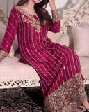 Exclusive Multi Chinon Silk Embroidery Work Pakistani Suit With Dupatta