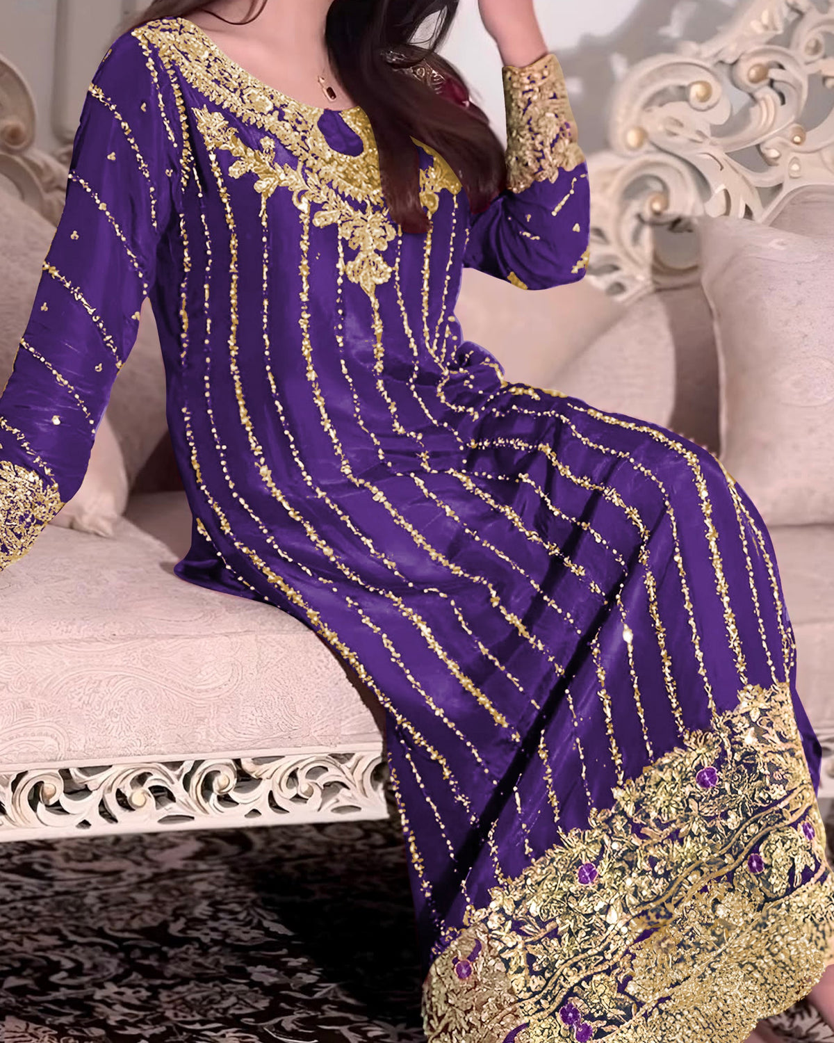 Exclusive Multi Chinon Silk Embroidery Work Pakistani Suit With Dupatta