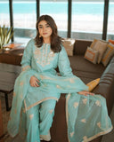 Ready To Wear Sky Crep Silk Sequence Work Farshi Suit With Dupatta