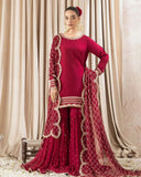 Ready To Wear Black , Blue , Purple & Red Soft Georgette Embroidery Work Sharara Suit With Dupatta