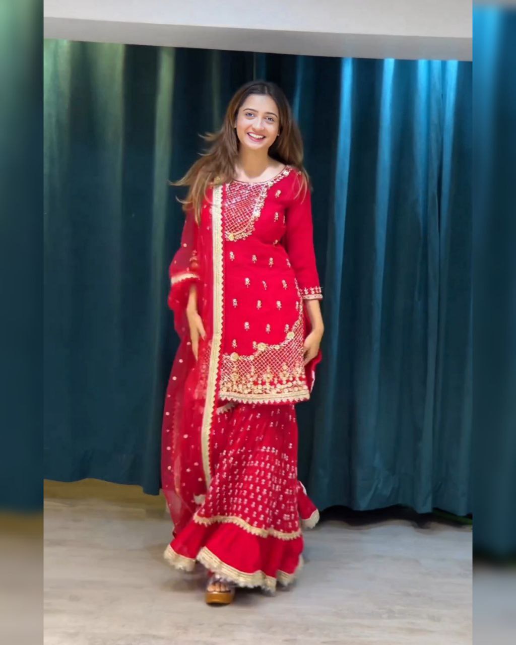 Exclusive Pink Soft Georgette Embroidery Work Gharara Suit With Dupatta