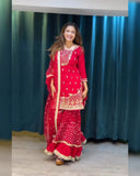 Exclusive Pink Soft Georgette Embroidery Work Gharara Suit With Dupatta