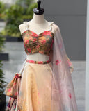 Exclusive Multi Organza Silk Moti Work Saree With Blouse