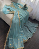 Ready To Wear Sea Green Soft Georgette Sequence Work Palazo Suit With Dupatta