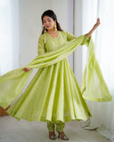 Exclusive Silk Embroidery Work Anarkali Suit With Dupatta