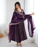 Ready To Wear Purple Silk Embroidery Work Anarkali Suit With Dupatta