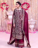 Exclusive Red & Rani Pink Silk Embroidery Work Pakistani Suit With Dupatta