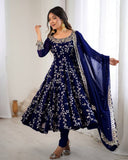 Exclusive Multi Soft Georgette Embroidery Work Anarkali Suit With Dupatta