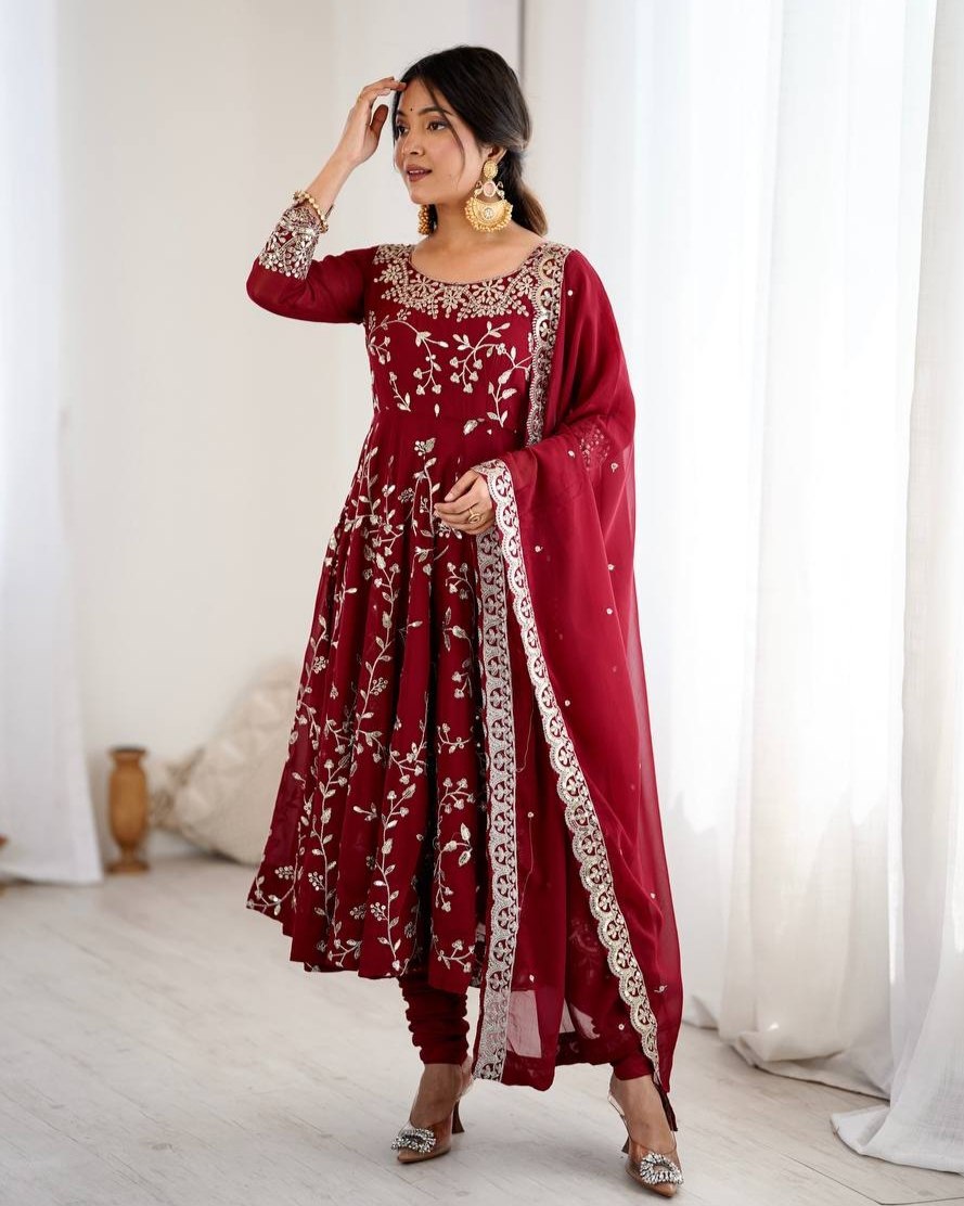 Exclusive Multi Soft Georgette Embroidery Work Anarkali Suit With Dupatta
