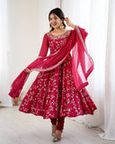 Exclusive Multi Soft Georgette Embroidery Work Anarkali Suit With Dupatta