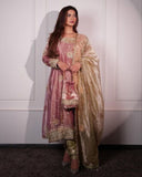 Ready To Wear Pastel Glass Tissue Embroidery Work Anarkali Suit With Dupatta