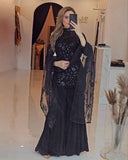 Ready To Wear Black Soft Georgette Sequence Work Gharara Suit With Dupatta