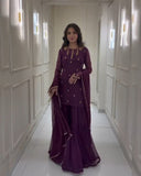 Ready To Wear Maroon , Purple , Pink & Blue Georgette Sequence Work Gharara Suit With Dupatta