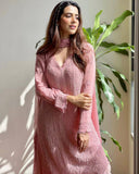 Gorgeous Peach Pure Georgette Embroidery Work Pakistani Suit Whit Dupatta