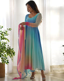 Gorgeous Multi Color Pure Georgette Colorful Padding Anarkali Suit With Dupatta